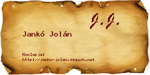 Jankó Jolán névjegykártya